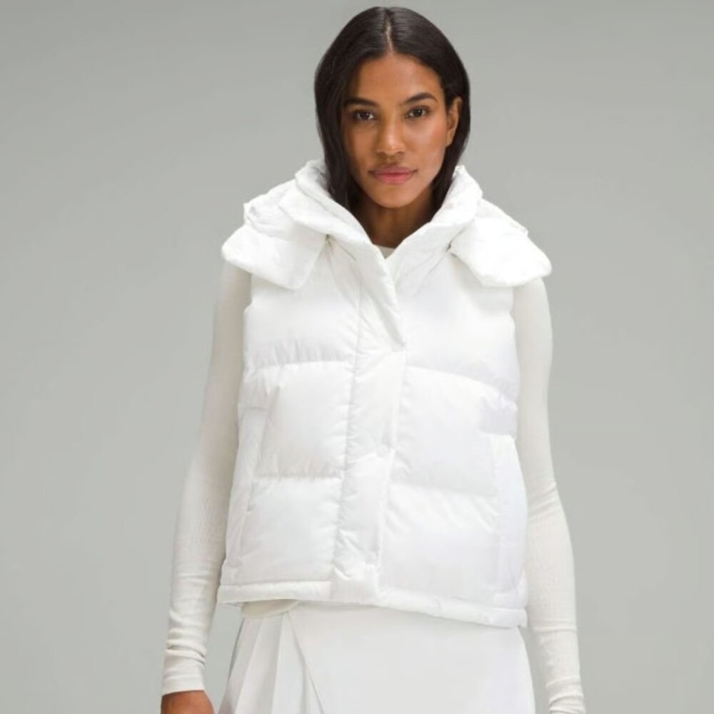 Lululemon Women's‎ White Wunder Puff Sleeveless Crop Puffer Vest Size 2